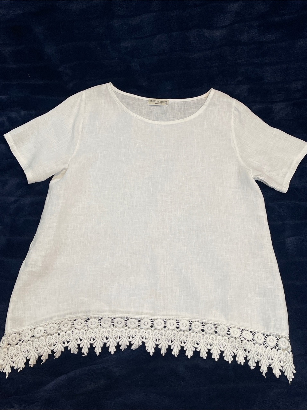 Terzo Millennio Linen White Short Sleeve Top